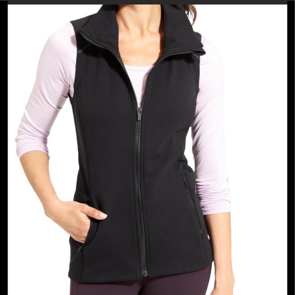 Athleta Jackets & Blazers - Athleta Stronger Vest XS All Black Reflective Zipper Winter Fall Casual Everyday